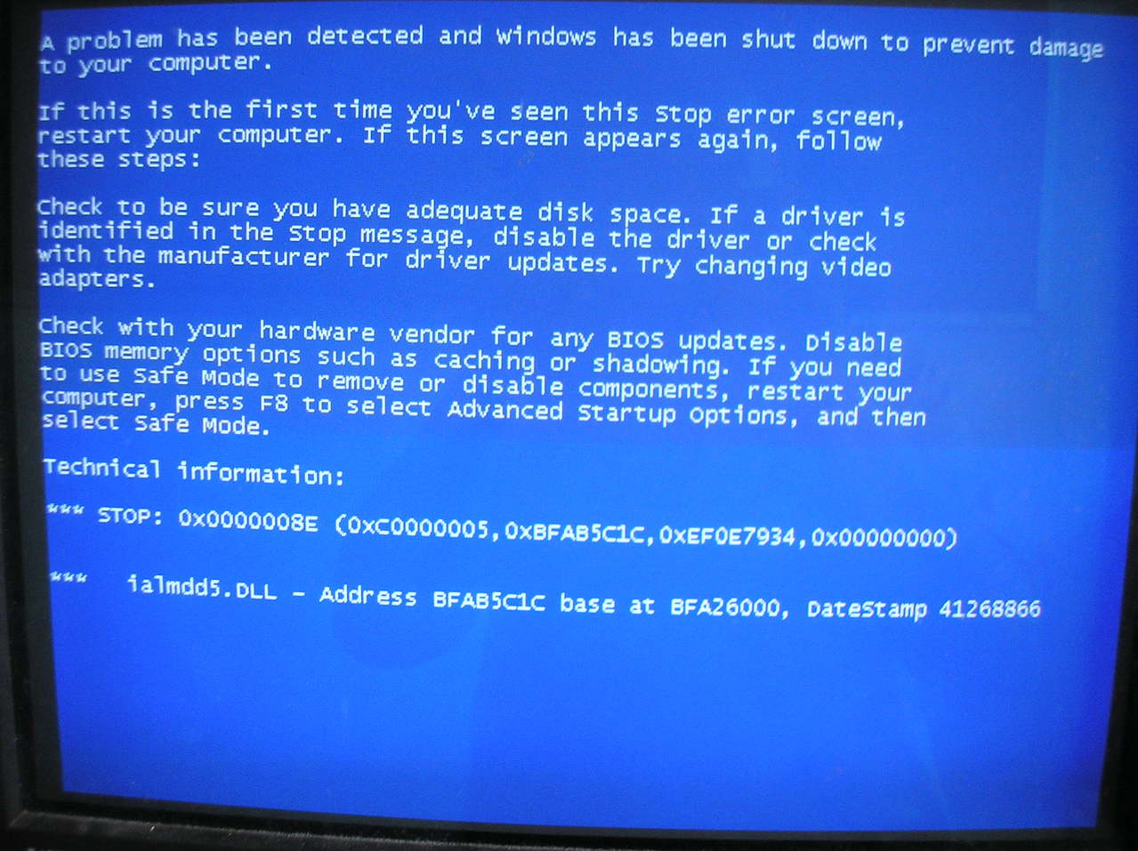 stop 0x000008E错误
