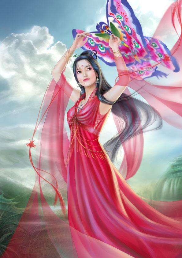 美女风筝